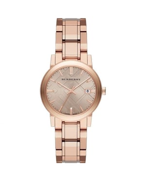 Elegant Burberry BU9135 dameshorloge in bruin roségoud roestvrij staal