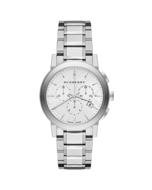 Burberry dameshorloge BU9750 City Chronograaf met zilveren wijzerplaat en roestvrij stalen band