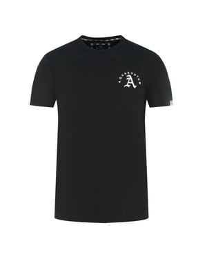 Aquascutum Heren Londen Geborduurd T-shirt met rugprint (Zwart)