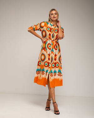 Midi shirtjurk met etnische print