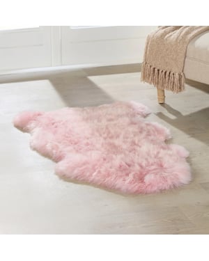 Echte Rosa Roze Schapenvacht Zijdezacht Natuurlijk Zacht Pluizig Echt Wol Tapijt