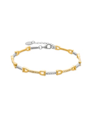 Luxenter 925 sterling zilveren armband met glanzende zirkonia afgewerkt in 18k geelgoud - Azhla