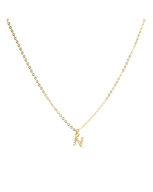 Luxeketting met glanzende zirkonia 18k goud afwerking - Alfabet
