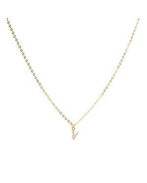 Luxeketting met glanzende zirkonia 18k goud afwerking - Alfabet