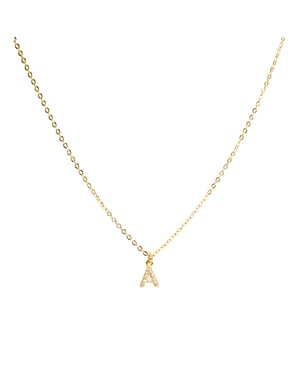 Luxeketting met glanzende zirkonia 18k goud afwerking - Alfabet