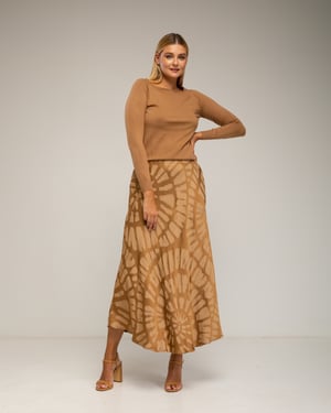 Midi-jurk met zijde, geometrische print