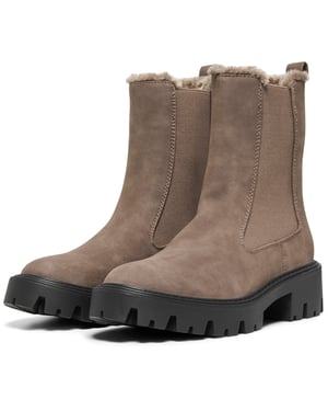 ENKEL BETTY-9 WARM VOERING Polyurethaan Dames Bruin Stone Hak Enkellaarsjes