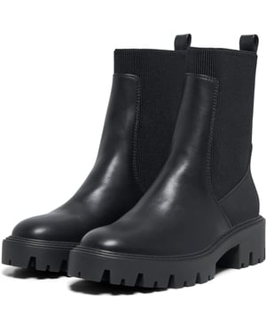 ENKELE BETTY-7 Polyester Blend Dames Zwarte Hakken Enkellaarzen