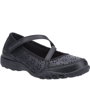 Skechers Breathe Easy Playground Poppies Meisjes Zwart Leren Schoenen