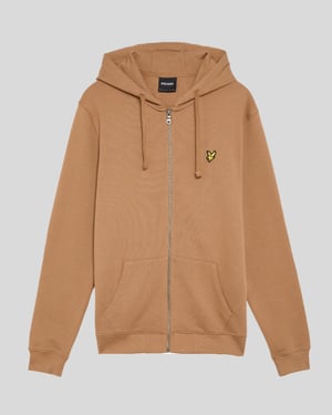 Lyle & Scott Loopback Katoenen Volledige Rits Hoodie - Bruin