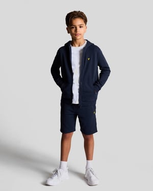 Lyle & Scott jongens Loopback katoenen hoodie met volledige rits - marineblauw