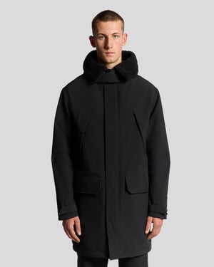 Lyle & Scott Heavyweight Faux Shearling Collar Parka - Zwart