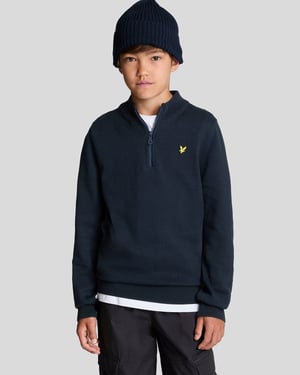 Lyle & Scott Jongens 1/4 Rits Trui - Marineblauw