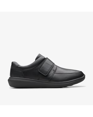 Watchet Strap Zwarte Leren Schoenen