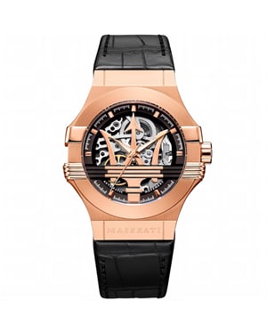 Maserati R8821108025 Automatische Skeleton Wijzerplaat Herenhorloge in Roségoud en Zwart