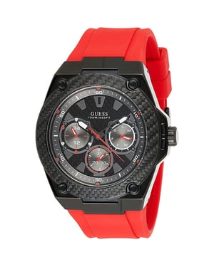 Guess W1049G6 Stijlvolle Rode Siliconen Herenhorloge