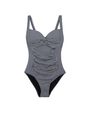 Regatta Dames/Dames Stripe Seersucker Tummy Control One Piece Zwempak (Marine / Wit)