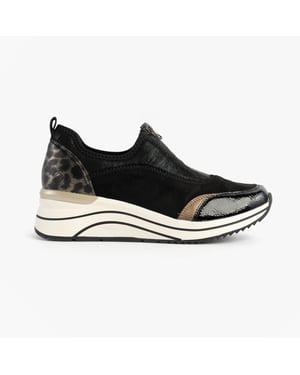 Remonte D0t08-02 Dames Voorrits Wedge Trainer Zwart