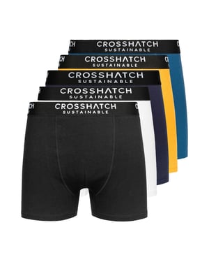 Crosshatch Heren Orlander Boxershorts (Set van 5) (Zwart/Blauw/Mustard/Wit)