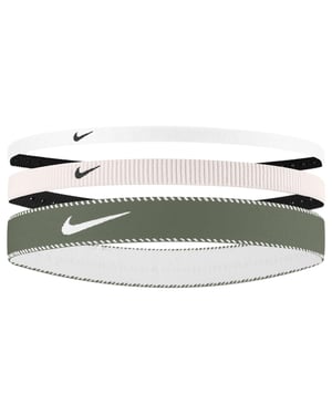 Nike Klassieke Gemengde Flexibele Hoofdband (Set van 3) (Lichtroze/Wit/Groen)
