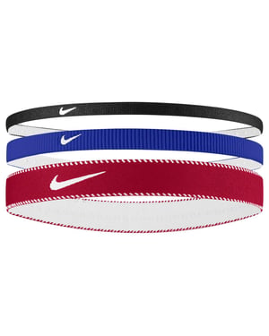 Nike Klassieke Gemengde Flexibele Hoofdband (Set van 3) (Rood/blauw/zwart)