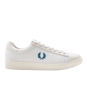 Fred Perry Heren Laurier Krans Logo Leren Trainers (Wit)