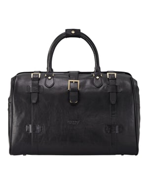 Echte leren zwarte reistas met vintage leren details - Windsor