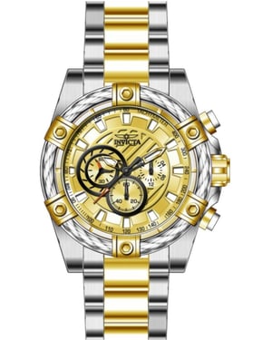 Invicta Bolt 49747 Heren Horloge - Quartz Uurwerk - Roestvrij Staal met gouden Wijzerplaat - 52mm