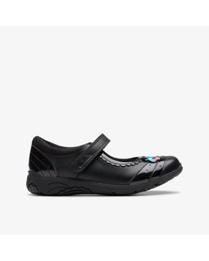 Relda Spark Kinderen Zwarte Leren Schoenen