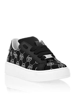 Satin Lo-Top Sneakers Monogram Strass