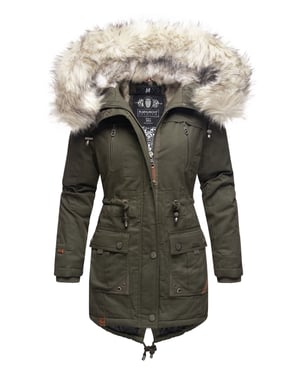 Navahoo Premium Dames Winterjas Honigfee – Warme Parka met Afneembare Kunstbontkraag