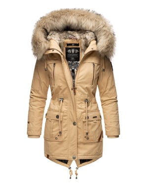 Navahoo Premium Dames Winterjas Honigfee – Warme Parka met Afneembare Kunstbontkraag
