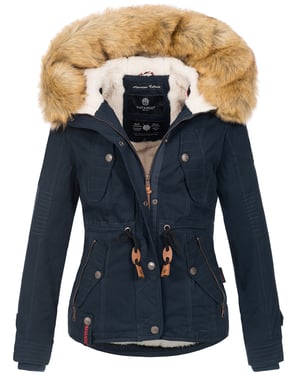 Navahoo Dames Winterjas Pearl – Korte Parka met Teddyfleece & Afneembare Bontkraag