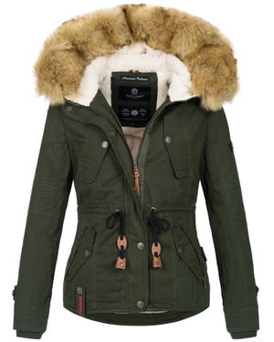 Navahoo Dames Winterjas Pearl – Korte Parka met Teddyfleece & Afneembare Bontkraag