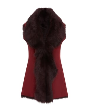 Dames bordeaux Toscana schapenvacht lang gilet-Sorocaba