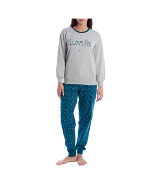 Winterpyjama KLP2 van pluche katoen voor dames