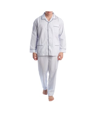 Herenpyjama in popeline met lange mouwen KL30233