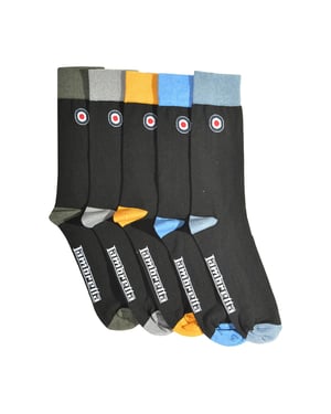 Lambretta Contrasterende herensokken (set van 5) (Zwart/Multikleurig)