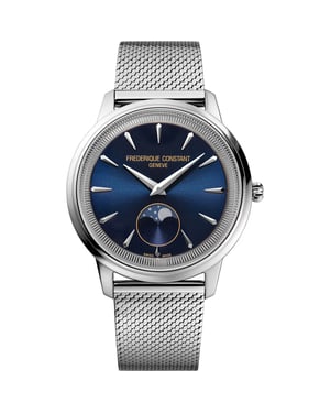 Frédérique Constant Moneta Moonphase Unisex Horloge Zilverkleurig FC-206N3S6B