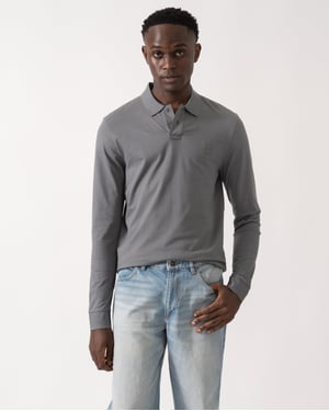 Passant Lange Mouwen Polo Shirt in Grijs