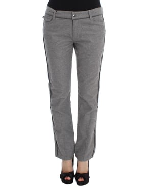 Grijze Rechte Broek met Zijstripe Detail