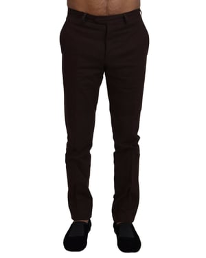 Donkerbruine Dresspants Met Vlakke Voorzijde