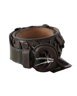 Ermanno Scervino Donkerbruin Leren Ronde Gesp Tailleband