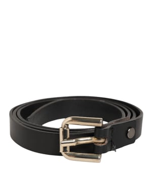 GF Ferre Zwarte Leren Slim Gouden Gesp Taille Herenriem