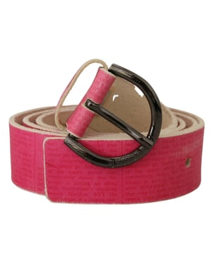 John Galliano Roze Leren Letterlogo Ronde Gesp Tailleband