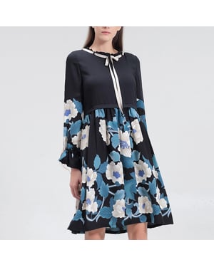 Mid-lengte blouse-jurk met bloemenprint