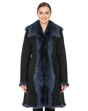 Dames marineblauwe Toscaanse schapensuède trenchcoat - Celeste