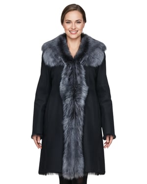 Dames zwarte zilveren Toscaanse schapen suède trenchcoat - Celeste