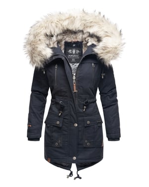Navahoo Premium Dames Winterjas Honigfee – Warme Parka met Afneembare Kunstbontkraag