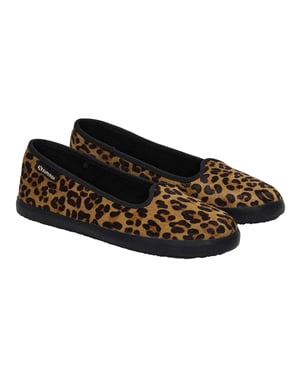 Superga Dames/Dames 2441 Ballerina's van luipaardprint leer kalfshaar (Bruin/zwart)